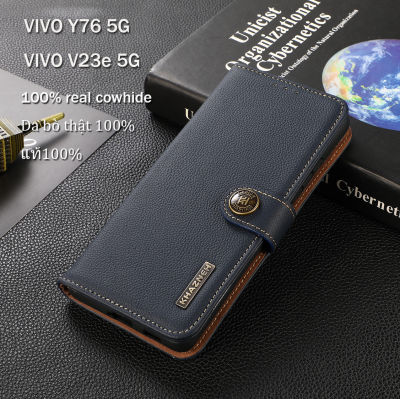 TOP☆Genuine Leather For Vivo V27 5G/V27e/X90/X90 Pro/V25 5G/e/Y35/Y22s/Y02s/Y77 5G/T1 5G/T1x/V23 5G/X80 Pro/Y76 5G / Vivo V23e 5G 100% real cowhide business shockproof flip wallet Cover casing with business card holder