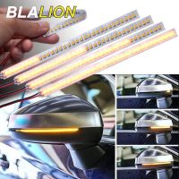 BLALION ไฟเลี้ยว LED สำหรับรถยนต์,กันน้ำได้แถบแจ้งเตือนไดนามิกไฟแสดงสถานะด้านข้าง Lampu Jalan กลางวันกระจกมองหลัง