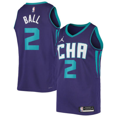 🎽เสื้อเจอร์ซีย์บาสเก็ตบอล NBA 22-23บอลลามีโลบอลสีม่วงสวิงเสื้อชาร์ล็อตฮอร์เน็ต