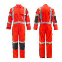 ทำงานหลวม Hi Vis สะท้อนแสงความปลอดภัยคนงานเหมืองทำงาน Coveralls ซ่อมรถยนต์ช่างหลายกระเป๋าคนงานเครื่องแบบช่างเชื่อม Jumpsuit