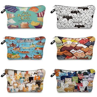 Cosmetic Bag Lovely Cartoon Cat Print Fashion Women Makeup Bags Waterproof Cosmetics Bag Travel Lady Small Washing Toiletry Tote