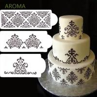 【Modern housewives】 AROMA 3ชิ้น/เซ็ตแม่พิมพ์ไอซิ่งขนมอบเครื่องมือตกแต่งเค้กเส้นขอบลายฉลุขอบพลาสติกมูสลูกไม้แม่พิมพ์เค้ก