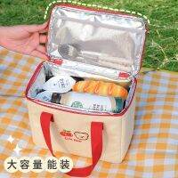 Cute Bear Lh Bag Girls Insulated Canvas Cooler Handbag Aluminium Foil Thermal Food Box Family School Picnic Dinner Container