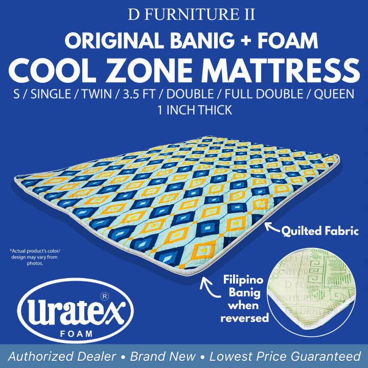 Uratex Cool Zone Banig Mattress 1 inch thick 100 Original With Plastic