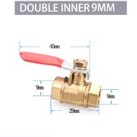 LJLJ-1/4quot; Pt 3/8quot; Pt 1/2quot; Pt Double Female Thread Red Lever Handle Brass Pipe Joint Connector Adapter Copper Ball Valve