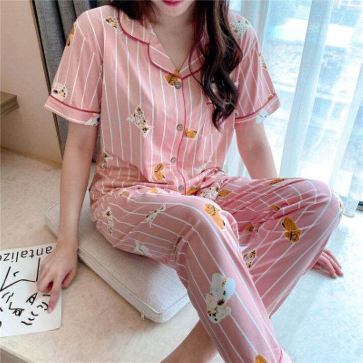 pyjamas-women-short-sleeve-long-pant-summer-sleepwear-pajamas-set-cute-cartoon-cotton-pijamas-suit-new-home-clothes-15-styles