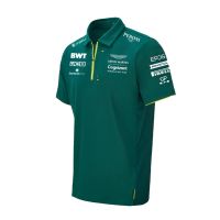 The new 2021 green summer wear short-sleeved POLO shirts mens lapels aston Martin vettel f1 team overalls