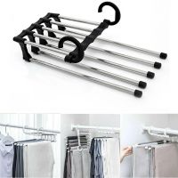 1PC 5 In 1 Wardrobe Hanger Multi-functional Clothes Hangers Portable Stainless Steel Pants For Clothes Rack Wardrobe Storage