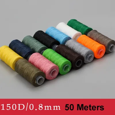 50Meters Waxed Thread Flat Sewing Line150D 0.8mm Polyester High Strength Leather Waxed Cord Thread for DIY Handicraft