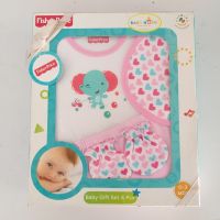 Fisher Price ชุดกิ๊ฟเซ็ท 4 ชิ้น สำหรับเด็ก 0-3 เดือน ลายช้าง สีชมพู