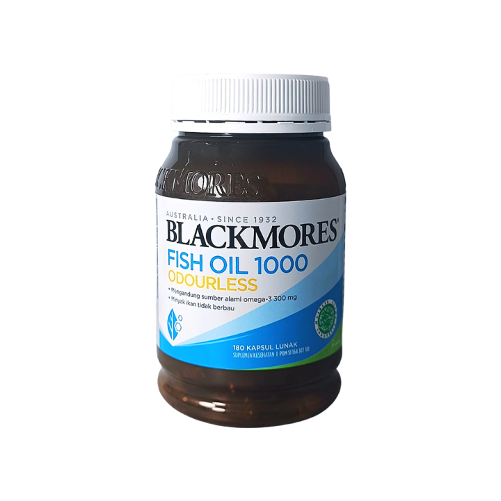 Blackmores Fish Oil 1000 Odourless 180 Kapsul Lunak Minyak Ikan Omega 3