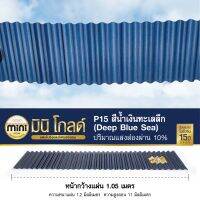 แผ่นหลังคาโปร่งแสง Mini Gold สีน้ำเงินทะเลลึก P15 แถมสกรู