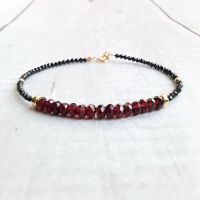 Lii Ji Garnet Black Spinel Bracelet Natural Stone 925 Sterling Silver Gold Plated Sparkling Delicate Jewelry Dropshipping