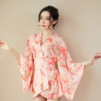 Meiyinjia sexy underwear low chest printed kimono hollowed out sleeves sexy waist girdle passion uniform temptation P8UH