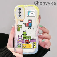 เคส Chenyyyka สำหรับ VIVO Y20 Y20i Y20s Y12s Y20 2021 Y11s Y12A Y20T Y20S M Y20S D เคสการ์ตูนน่ารัก Spoof มอนสเตอร์ Tetris รูปแบบอัพเกรดวัสดุเนื้อครีมกันกระแทกแบบใสคลื่นนุ่มเคสมือถือฝาครอบป้องกันปลอกโปร่งใสลายกล้องถ่ายรูป