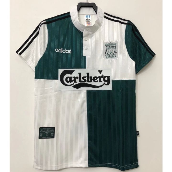 เสื้อกีฬาแขนสั้น-ลายทีมชาติฟุตบอล-liverpool-9596-สีเขียว-และสีขาว-คุณภาพสูง-aaa
