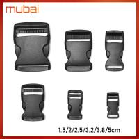 MUBAI 2/5/10/20/30 pcs ปรับได้ พลาสติกสีดำ สายรัดกระเป๋า หัวเข็มขัดโค้ง ล็อคสร้อยข้อมือ Paracord อะไหล่เข็มขัดเป้ หัวเข็มขัดด้านข้าง