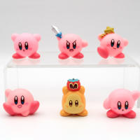 6pcs Cartoon Kirby Figures Toy Cake Ornaments Delicate and Compact Decorative Model Toy for Living Room Desktop Decoration