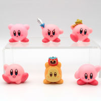 6pcs Cartoon Kirby Figures Toy Cake Ornaments Delicate and Compact Decorative Model Toy for Kids Boys Girls Birthday Gifts