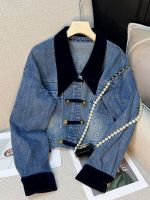 ZZOOI Womens Denim Jacket Autumn Short Coat Jean Jackets Casual Tops 2023 New Hit Color Stand Neck Cowboy Lady Outerwear