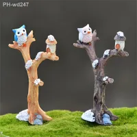 Micro Garden decorations Landscape Ornaments Simulation Branch Tree Fork Owl DIY Assembly Fleshy Small Gardening Figurines