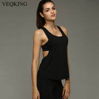 VEQKING ผู้หญิงแขนกุด Hollow Back เสื้อโยคะ Breathable Quick-Drying กีฬาเสื้อกั๊กฟิตเนสกีฬา Top Running Training Clothes