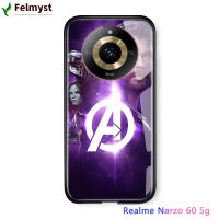 สำหรับ Realme 11 5G Realme Narzo 60 5G เคสโทรศัพท์มหัศจรรย์สำหรับเด็กผู้ชายซูเปอร์ฮีโร่สำหรับผู้ชาย Ironman Thor กัปตันภาพยนต์อเมริกานักแสดงเคสเคสกระจกนิรภัยมันวาว