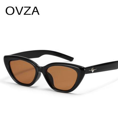 OVZA แว่นตาแคบ2023แฟชั่นใหม่แว่นตาทรงแคทอายผู้หญิงชาย UV400 S1072สไตล์พังก์คลาสสิก