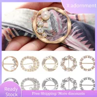 X ADORNMENT 4Pcs มัลติฟังก์ชั่ เครื่องประดับแฟชั่นเครื่องประดับ คลิปหนีบเสื้อ คลิปหนีบผ้าไหม แหวนผ้าพันคอ ผ้าพันคอหัวเข็มขัด สายรัดผ้าคลุมไหล่ หัวเข็มขัดเอวสูง