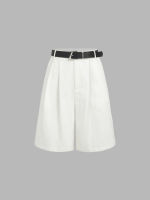 Cider Pleated Knee Length Shorts With Belt