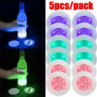 1/5PCS Luminous Cup Coaster 6cm LED Bottles Coaster Stickers Light for Bar KTV Wedding Party Cocktail Drink Cups Vase Decoration