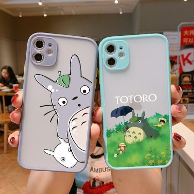 [สินค้าใหม่มีในสต็อก] เคสโทรศัพท์อะนิเมะโตโตโรญี่ปุ่นสำหรับ iPhone 14 11 Pro 12 13 Mini XR X SE2020 8 7 Plus แข็งแบบใสแมวสีเทาฝาหลัง Fundas