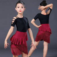 เด็กผู้หญิง Ballroom Tassels Fringe Latin Dress เครื่องแต่งกายสวมใส่ Cha Cha Rumba Samba Tango Performance Dancewear