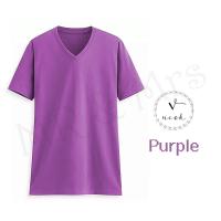 เสื้อยืดสีพื้น เสื้อคอวี เสื้อยืดคอวี T-Shirt ผ้าCotton (สีม่วงอ่อน) Mr.&amp;Mrs.