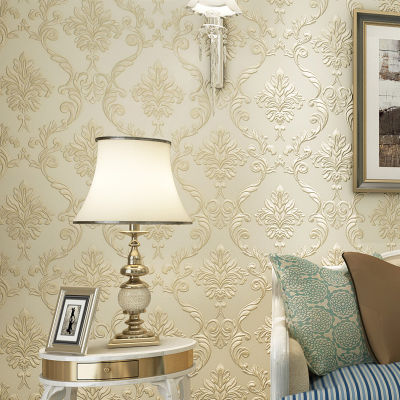 [hot]European Style Living Room Embossed Textured Wallpaper Rolls 3D Wall Paper Home Decor Background Wall Damask Wallpaper Classic