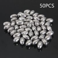 HENRYQ 50PCS ช็อตแบ่งน้ำหนัก รูปไข่ มะกอก ลูกปัดตกปลา Sinkers อุปกรณ์ตกปลา ตะกั่ว Sinker