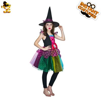 [COD] Childrens colorful little witch dress cross-border supply masquerade party cosplay stage costume