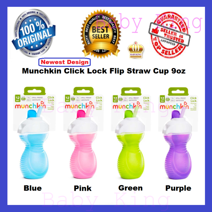 Munchkin Click Lock Flip Straw Cup - Blue - 9oz