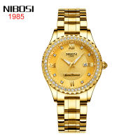 NIBOSI Brand Top Luxury Ladies Gold Watch Women Golden Clock Female Women Dress Rhinestone Quartz Waterproof Watches Feminine