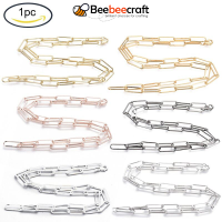 Beebeecraft 1 pc Brass Flat Oval Paperclip Chain Necklace Makings with Lobster Claw Clasps Gunmetal/Light Gold//Rose Gold/Platinum/Silver/Real 18K Gold Plated Color For Jewelry Making