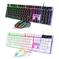 เมาส์คีย์บอร์ดแบบมีสาย Combo RGB Backlight Computer Mechanical Keyboard And Mouse Kit 104 Keys Usb Interface For Desktop PC Laptop