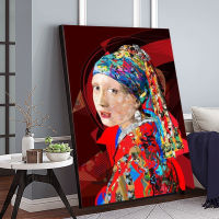 Embroidery Girl with A Pearl Earring Diy Diamond Painting Cross Stitch Set Graffiti Art Full Diamond Puzzle Mosaic Decor X414