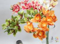 1 Stem Artificial Cymbidium Faberi Rolfe Moth Orchid Butterfly Flower for House Home Wedding Festival Decoration F551