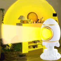 Rocket Sunsets Projection Lamp Colorful Rainbow 190 Degree Rotation Rechargeable Sunset Atmosphere LED Light Home Wall Decoratio Night Lights