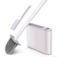 Toilet and Holder Set with 2 Brushes TPR No Wall Mounting Handle Soft Bristles Sanitary for