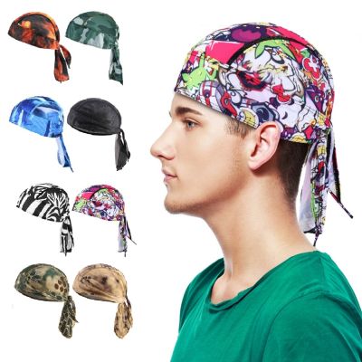 【YF】 Cycling Bandana Skull Cap Beanie Lightweight Adjustable Cotton Biker Hat Hood Headband Headscarf Doo Rags Head Wraps