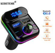 KEBETEME Bộ Sạc Xe Hơi 12-24V Bộ Phát FM Bluetooth USB Kép Máy Phát MP3