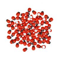 1000pcs Wooden Red Ladybugs Ladybirds Stickers Self-adhesive DIY Crafts Embellishments Cartoon Toys Chips Scrapbooking 8x11mm