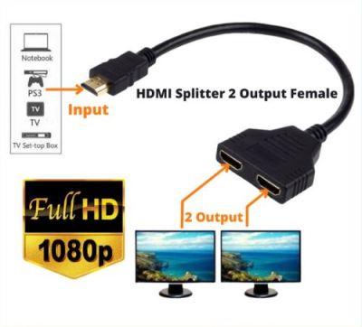 สายต่อY-HDMI splitter cable 1 ออก 2จอ FULL HD 1080p แสดงได้ทั้งภาพ และ เสียง