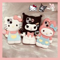 [ขายร้อน]NIQUXI3D การ์ตูน Sanrio Hello Kitty Kuromi Silica Gel เคสสำหรับไอโฟน14 13 12 11 Pro Max XR XS MAX X ฝาครอบ Y2k สาวของขวัญ